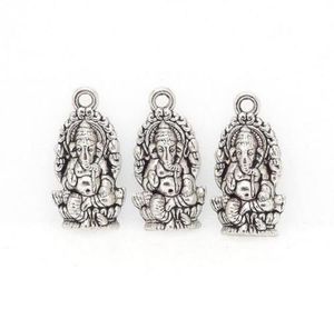 Wholesale ganesha charms resale online - 100Pcs alloy Religion Thailand Ganesha Buddha Charms Antique silver bronze Charms Pendant For diy necklace Jewelry Making findings x27mm