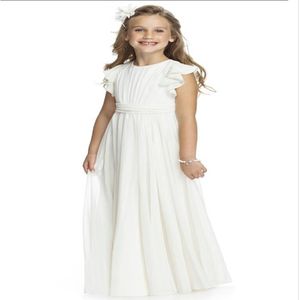 Wholesale communion dress with sleeves for sale - Group buy 2015 Girls dresses Long Chiffon Ivory Communion Dress A Line Jewel Cap Sleeve Chiffon Floor length Flower Girl Dress With Bow Formal Wears