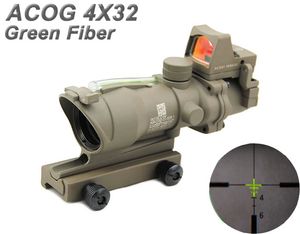 ingrosso nuovo fucile da caccia-NUOVO Trijicon ACOG x32 reale fibra Fonte Verde Illuminato fucile tattico portata di caccia con RMR Mini Red Dot Sight terra scura