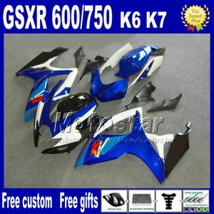 suzuki gsx r 600 k6 al por mayor-Kit de carenado ABS para SUZUKI GSXR K6 blanco y negro piezas de motos GSX R carenados FS60
