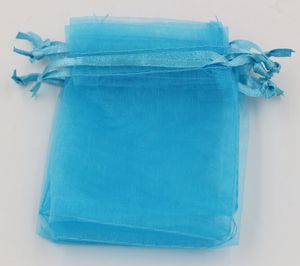 ingrosso borse da regalo blu-Sacchetti per sacchetti regalo in organza blu chiaro con microfono per bomboniere perline gioielli x9cm x11cm x18cm