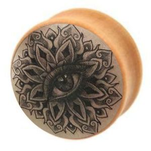 Mandala öga logotyp trä öronmätare pluggar och tunnlar kropp smycken sträcker kött tunnlar mm piercing örat expander