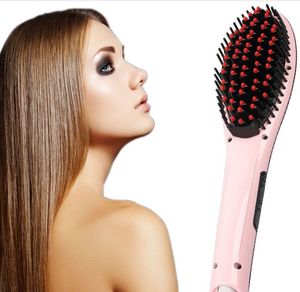 Magic Hair Straightener Professionell kam för hår Plast Elektrisk Straight Comb Tangle Hårborste Iron Borste med LCD skärm Rosa vit