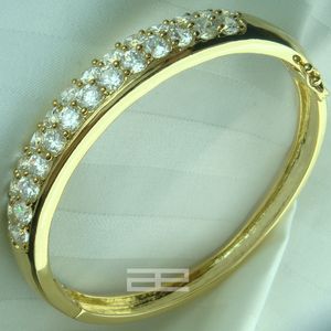 14K CT Yellow Gold Filled with Crystal Elegant Can Open Bangle G62