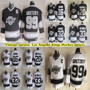 Męskie La Los Angeles Kings Wayne Gretzky Dionne Robitaille Jeff Carter Home Away CCM Czarno białe koszulki hokejowe