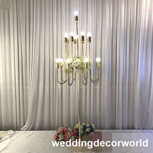 led candle wedding centerpiece al por mayor-Estilo europeo de hierro LED luz candelabro pilar de cristal alto Candelabros de cristal candelabros centros de boda decor0984