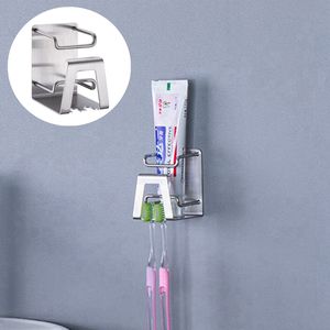 Stainless Steel Toothbrush Holder Punch free Wall Mount Bathroom Toothbrush Toothpaste Rack Home Bath Accessories Shelf HHA1185