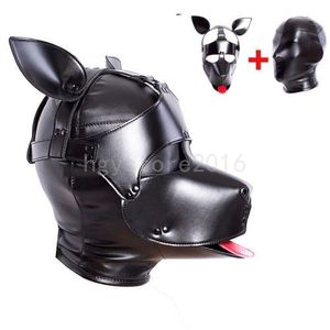 Wholesale dog slaves mask for sale - Group buy 2 in PU Leather Bondage Dog Hood Head Harness Mask Headgear Slave Cosplay New E07