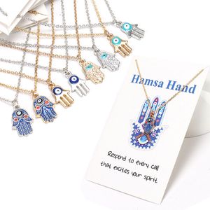 Womens Designer Halsband Silver Guldpläterad Kedja Klassisk Evil Eye Hamsa Hand Charms Pendant Smycken Gift