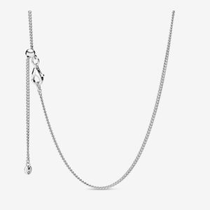 Verstelbaar Sterling Zilver Klassieke Curb Collier met schuifsluiting fit Europese hangers en charmes fijne vrouwen sieraden cadeau