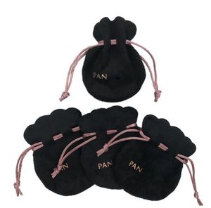 Pink Ribbon Black Velvet Bags European jewelry bag Style Beads Charms and Bracelets Necklace Jewelry Fashion Pendant Pouches gift bags A0191