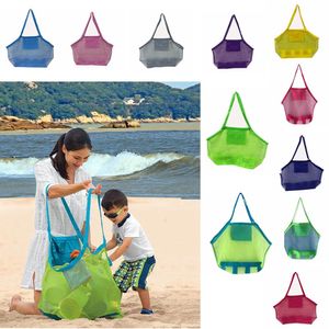 çocuklar kum oyuncak torbası toptan satış-Büyük Kapasiteli Çocuk plaj çantaları Kum Dışarıda Tote Çocuklar Oyuncak Havlu Shell Saklama Poşetleri çanta AAA2014N alışveriş kat toplayın Mesh