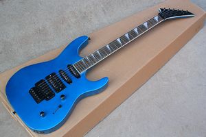 guitarra con incrustaciones azules al por mayor-La guitarra eléctrica del fretboard de la ficha de la fábrica incrustaciones especiales cuerpo azul hardware negro shh Pickup Folyd Rose se puede personalizar