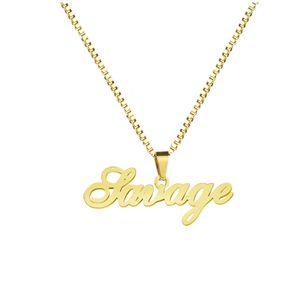 имя ожерелье с коробкой оптовых-Gold Box цепи на заказ ювелирного изделия персонализированного Имя ожерелье ручного Cursive Nameplate Choker Женщина Мужчины Bijoux BFF подарки