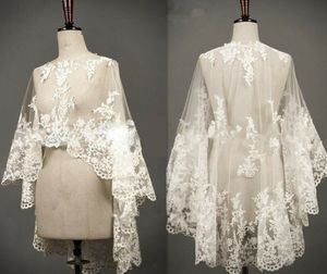 fildişi dantel ceket top toptan satış-Beyaz Seksi Dantel Düğün Bolero Kısa Üst Fildişi Gelin Ceket Şal Kadın Kolsuz El Yapımı Custom Made
