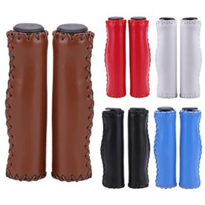 Vintage Bike Handlebar Grip Cover Pu Leather MTB Mountain Bicycle Handles Anti skid Bicycles Bar Grips Fixed Gear Parts ZZA800