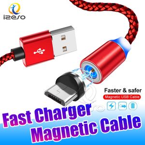 Magnetic USB Charging Cable Wire Micro V8 A Metal Plug Quick Charger Adapter Durable Braided High Speed Charger Mobile Phone Cables Cord