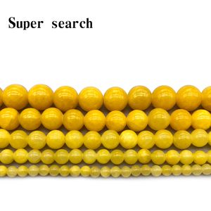 sarı jasper taşı toptan satış-Doğal Taş Sarı Jaspers Yuvarlak Boncuk Bilezik Kolye Woman15 Strand mm Takı Yapımı Için Pick Boyutu