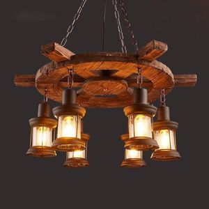 Wholesale diffused lamp for sale - Group buy LOFT vintage wine bar industrial wind wood chandelier lamps creative personality American diffuse coffee restaurant old boat