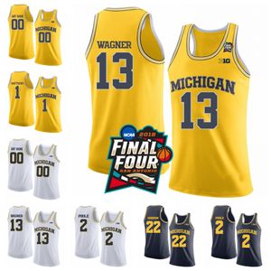 Custom NCAA Michigan Wolverines Moritz Wagner Charles Matthews Duncan Robinson Stitched Final Four College Basketball Jerseys