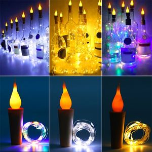 mum dize toptan satış-2 M LED Mum Dize Işıkları Gümüş Tel Çelenk Şişe Lamba Powered Peri Işıklar Düğün Noel Tatil Dekorasyon için