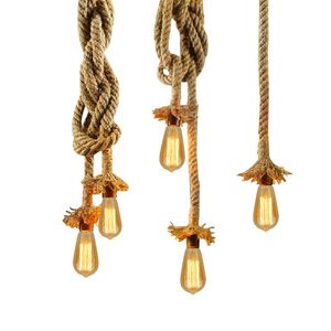 американские винтажные подвесные светильники оптовых-Винтажная веревка подвесной светильник AC V лофт креативная личность индивидуальная лампа лампы эдисон лампа американский стиль для гостиной