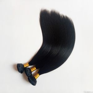 ölme saç uzantıları toptan satış-Brezilyalı bakire İnsan Saç b Doğal siyah renk yeri Hintli işlenmemiş staright Remy insan uzantıları boyanabilen inch atkı