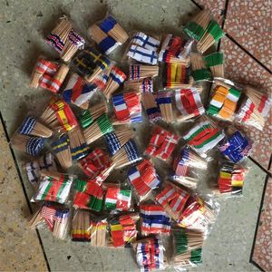 10 Pieces Toothpicks MINI Flag Paper Cupcake Sticks Party Cocktail Catering Countries Decor Wood Wooden Flag Cocktail Stick Tooth Picks