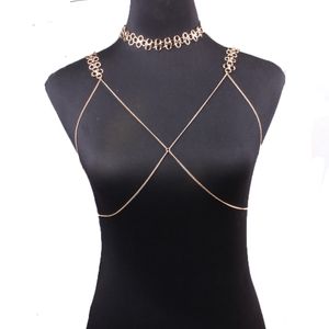 Wholesale body chain harness necklace resale online - Fashion Brand Sexy Metal Knot Chains Bra Slave harness Body Chains Chokers Necklace Punk Body Jewelry Bikini Beach Belly chains Accessories