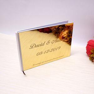 ingrosso libro fotografico per il cliente di nozze-Personalizzato x18cm Wedding Personalizzato Signature Guest Book Acrilico Specchio Bianco Bianco Partito favori album fotografico