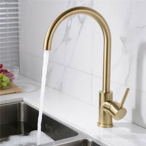 Brass Single Handle Kitchen Mixer Tap Degree Swivel Spout Black or Brushed Gold Deck Mounted Basin Sink Faucet