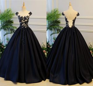 Wholesale 8th grade formal dresses for sale - Group buy 2019 Navy Blue Ball Gown Formal Dresses Long Applique Beaded Sequins Bodied Draped Satin Prom Dress Graduation Dresses th Grade Party Dress