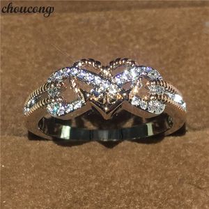 choucong Handmade Heart Love Party Wedding Band ring Diamond Cz Rose White gold Rings For Women men Jewelry