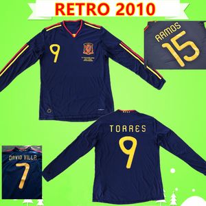 Långärmad Spanien Soccer Jersey Retro Fotbollskjorta Vintage Classic Collection Uniform Torres Xavi A iniesta David Villa