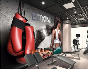 Wholesale pictures boxing resale online - 3d room wallpaper cloth custom photo mural HD retro boxing beauty gym tooling wall home decor wall art pictures wallpaper for walls d