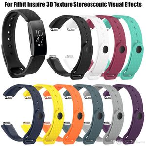 Nyaste D Texture Soft Silicone Sport Wristband Strap för Fitbit Inspire Inspire Hr Smart Wrist Strap Visual Effects Band