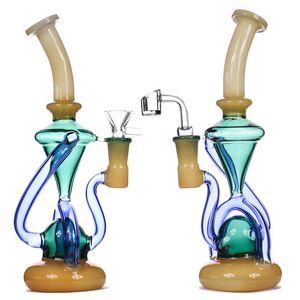 ingrosso glass banger rigs.-Hookah Vortice Recycler DAB rig wax water water bong heady klein bongs quarzo banger bubbler ciclone becher vetro dabrigs