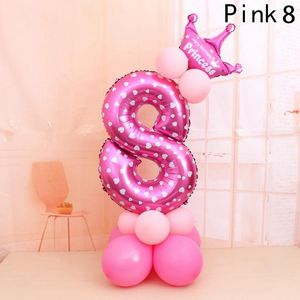 1Set inch Blue Pink Number Foil Balloons Digital Helium Ballon Wedding Decoration Birthday Party Balloon