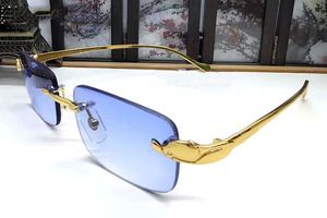 erkek altın çerçeve şeffaf lens gözlük toptan satış-2018 Erkekler Buffalo Horn Güneş Gözlüğü Çerçevesiz Temizle Lens Gözlük Kadınlar Çerçeveleri Altın Leopar Alaşım Metal Çerçeve Gözlükler Gafas