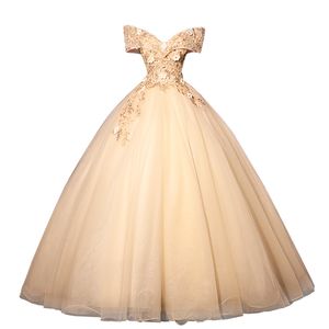 ingrosso abiti da ballo piccolo-Al largo della spalla Prom Dresses con piccoli fiori D Oro Blue Sky Piano Lunghezza Prom Gowns vestidos de noite