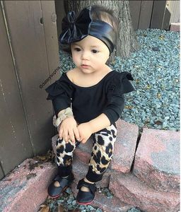Wholesale baby girl cool clothes resale online - Fashion Cool Baby Girls Clothing Set Cotton Long Sleeve Black Tops Leopard Pants Casual Toddler Newborn Baby Girls Clothes