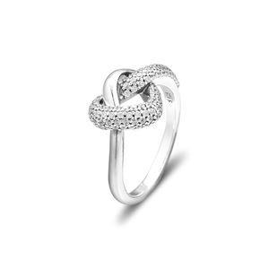 düğüm nişan yüzükleri toptan satış-2019 Anneler Günü Ayar Gümüş Yüzük Düğümlü Kalp Yüzük Orijinal Moda Nişan Düğün Pandora Yüzükler DIY Charms Kadınlar Için