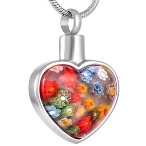KLH8427 Free Plastic Funnel Murano Glass Flower Heart Pendant Urn Necklace Memorial Keepsake Cremation Ashes Jewelry