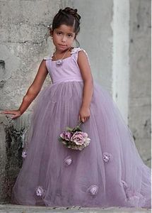 yürümeye başlayan çocuk güzellik yarışmaları toptan satış-Güzel Yürüyor Lavendar Çiçek Kız Elbise D Kızlar Elbise Pageant Abiye Çocuklar Için Düğün Prenses Kıyafeti