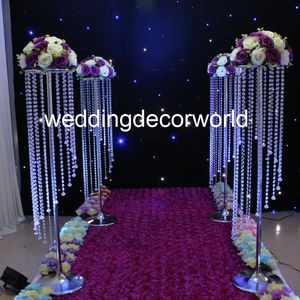 120cmの結婚式のクリスタルの中心的な歩道通路の装飾アクリルの花の立場の高いテーブルのシャンデリアの装飾463