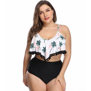 Wholesale sexy large bikini sizes resale online - 2019 summer new European and American women s swimsuits Large size lotus leaf small ball sexy split bikini suit swimsuit