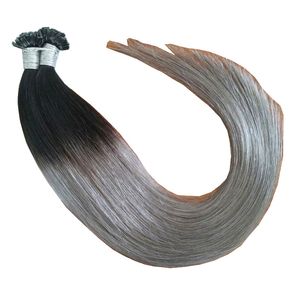 14 quot quot quot quot quot Malaysian Remy Nail U tip Human Hair Extensions g strand s Ombre Color BTGRAY