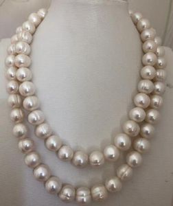 ゴージャスな12 mm南海白真珠のネックレス925銀