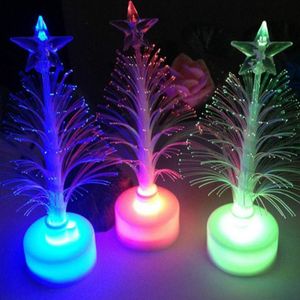 veilleuse à fibres optiques achat en gros de LED colorée fibre optique Veilleuse décoration Lampe Mini Arbre de Noël