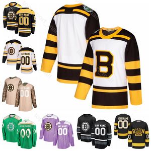 custom bruins jersey. venda por atacado-Custom Hockey Charlie McAVoy Jerseys Boston Bruins Ryan Donato John Moore Noel Acciari Brandon Carlo Tuukka Rask Torey Krug St Patricks Day